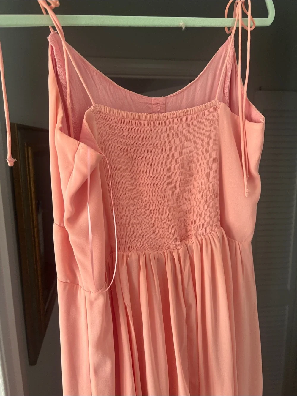 Abercrombie & Fitch Coral Pink Tie-Shoulder Maxi Dress